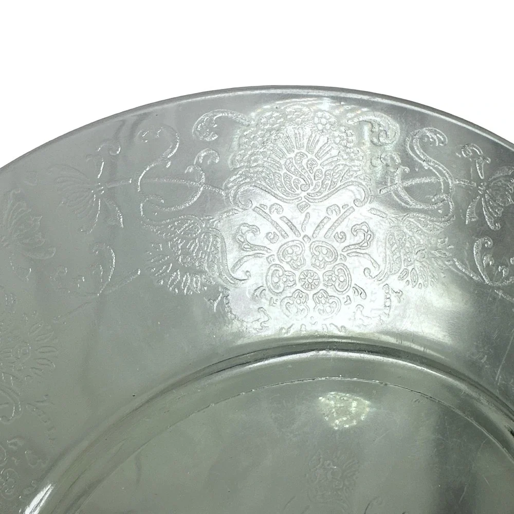 Vintage Hazel Atlas Florentine Green Uranium Depression Glass Dinner Plate 10.5
